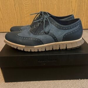 Cole Haan Men's Navy and Beige Oxfords